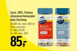 Føtex Livol +10%, Futura vitaminer/mineraler eller Gerimax tilbud