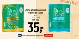 Føtex John West tun i vand eller olie 3-pak tilbud
