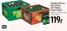 Føtex Carlsberg Pilsner, Grøn Tuborg eller Tuborg Classic flasker tilbud