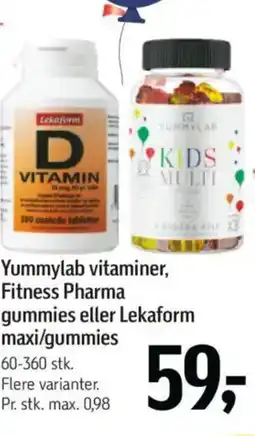 Føtex Yummylab vitaminer, Fitness Pharma gummies eller Lekaform maxi/gummies tilbud