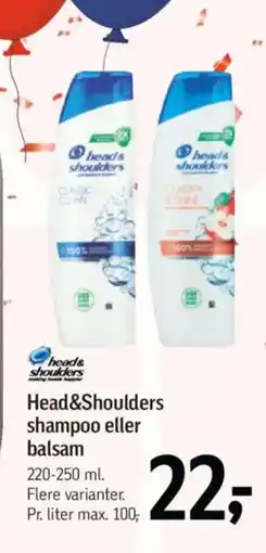 Føtex Head&Shoulders shampoo eller balsam tilbud