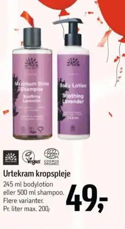 Føtex Vegan COSMOS Urtekram kropspleje tilbud