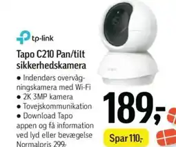 Føtex Tp-link tapo c210 pan/tilt sikkerhedskamera tilbud