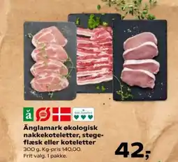 SuperBrugsen Änglamark økologisk nakkekoteletter, stege- flæsk eller koteletter tilbud