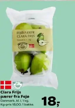 SuperBrugsen Clara Frijs pærer fra Fejø Danmark, kl. I. 1 kg. tilbud