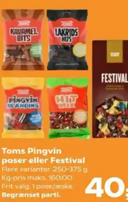 SuperBrugsen Toms Pingvin poser eller Festival tilbud
