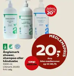SuperBrugsen Änglamark shower, shampoo eller håndsæbe tilbud