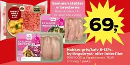 SuperBrugsen Hakket gris/kalv 8-12%, kyllingebryst- eller inderfilet tilbud