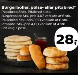 SuperBrugsen Burgerboller, pølse- eller pitabrød tilbud