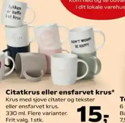 SuperBrugsen Citatkrus eller ensfarvet krus* tilbud