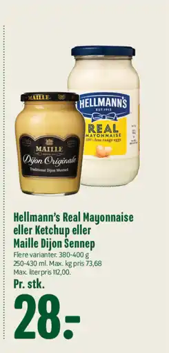 Min Købmand HELLMANN'S Real Mayonnaise eller Ketchup eller Maille Dijon Sennep tilbud