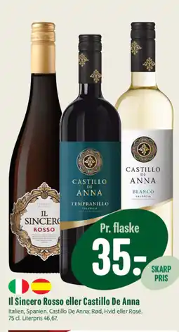 Min Købmand Il Sincero Rosso eller Castillo De Anna tilbud
