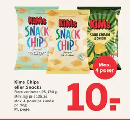 SPAR Kims Chips eller Snacks tilbud