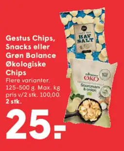 SPAR Gestus Chips, Snacks eller Grøn Balance Økologiske Chips tilbud