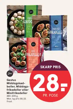 SPAR Gestus Middagskød- boller, Middags- frikadeller eller Minifrikadeller tilbud