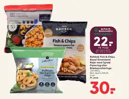 SPAR Rahbek Fish & Chips, Royal Greenland Rejer med Sprød Panering eller Blæksprutteringe tilbud
