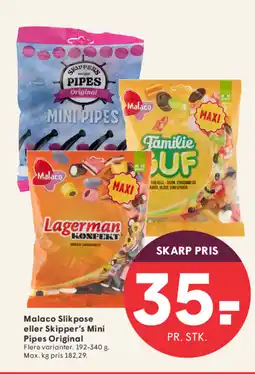 SPAR Malaco Slikpose eller Skipper's Mini Pipes Original tilbud