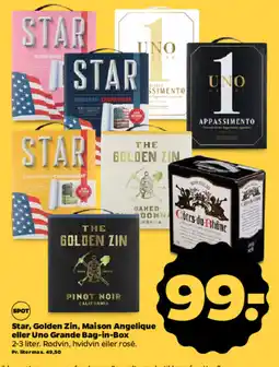 Netto Star, golden zin, maison angelique eller uno grande bag-in-box tilbud