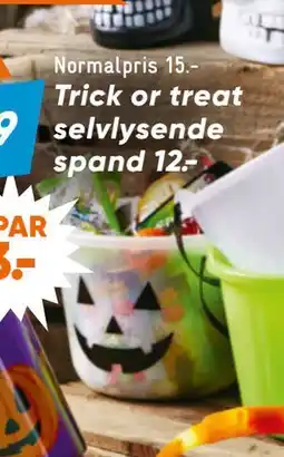 Bilka Trick or treat selvlysende spand, DKK 12 tilbud