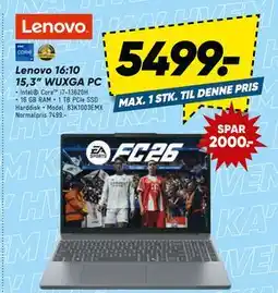 Bilka Lenovo 16:10 15,3” WUXGA PC, DKK 5499 tilbud
