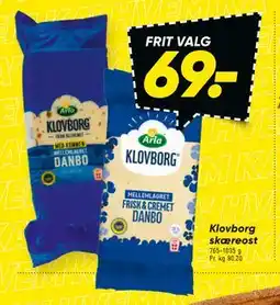 Bilka Klovborg skæreost, DKK 69 tilbud