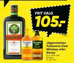 Bilka Jäger meister, Tullamore Dew Whiskey eller Honey, DKK 105 tilbud