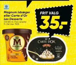 Bilka Magnum isbæger eller Carte d’Or Les Desserts, DKK 35 tilbud