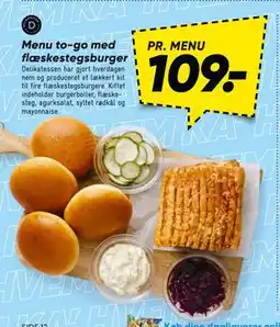 Bilka Menu to go med flæskestegsburger, DKK 109 tilbud