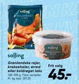 Bilka Grønlandske rejer, krebsehaler, ørred eller koldrøget laks, DKK 45 tilbud