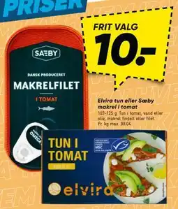 Bilka Elvira tun eller Sæby makrel i tomat, DKK 10 tilbud
