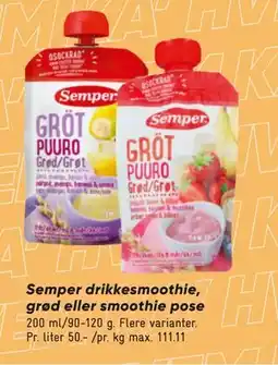 Bilka Semper drikke smoothie, grød eller smoothie pose, DKK 10 tilbud