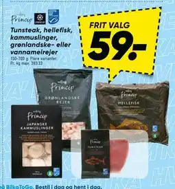Bilka Tunsteak, hellefisk, kammuslinger, grønlandske- eller vannameirejer, DKK 59 tilbud
