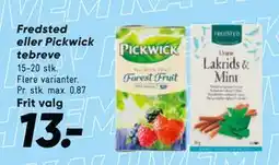 Bilka Fredsted eller Pickwick tebreve, DKK 13 tilbud