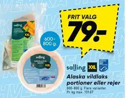 Bilka Alaska vildlaks portioner eller rejer, DKK 79 tilbud