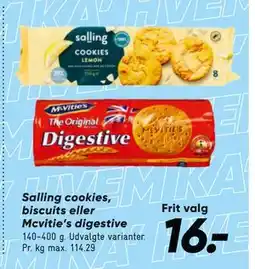 Bilka Salling cookies, biscuits eller Mcvitie’s digestive, DKK 16 tilbud