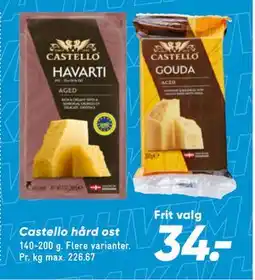 Bilka Castello hård ost, DKK 34 tilbud