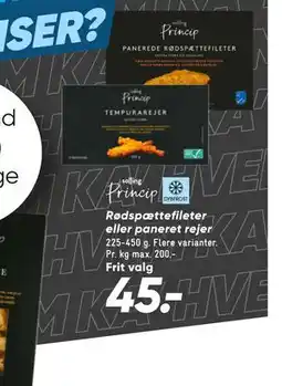 Bilka Rødspættefileter eller paneret rejer, DKK 45 tilbud
