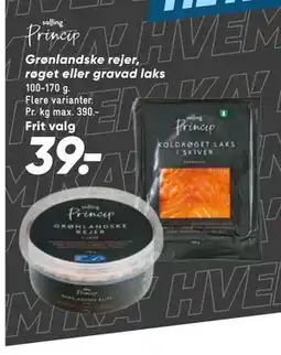 Bilka Grønlandske rejer, røget eller gravad laks, DKK 39 tilbud