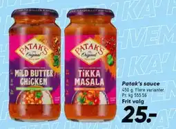 Bilka Patak’s sauce, DKK 25 tilbud