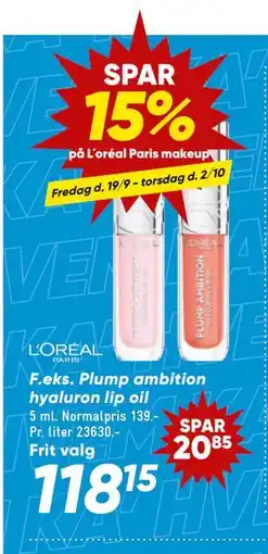 Bilka Plump ambition hyaluron lip oil, DKK 118.15 tilbud