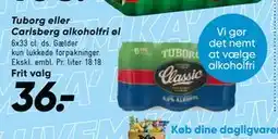Bilka Tuborg eller Carlsberg alkoholfri øl, DKK 36 tilbud