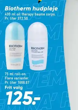 Bilka Biotherm hudpleje, DKK 125 tilbud