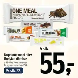 Føtex Nupo one meal eller Bodylab diet bar, DKK 55 tilbud