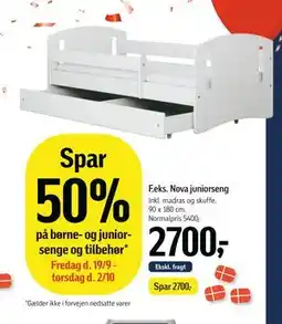 Føtex Nova juniorseng, DKK 2700 tilbud
