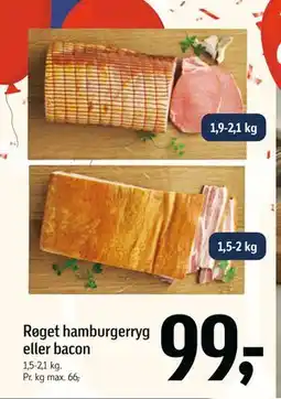 Føtex Røget hamburgerryg eller bacon, DKK 99 tilbud