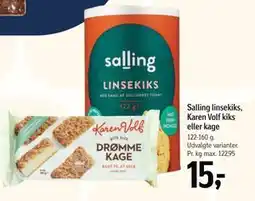 Føtex Salling linsekiks, Karen Volf kiks eller kage, DKK 15 tilbud