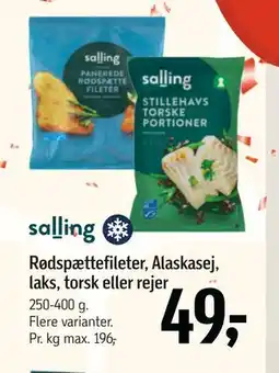 Føtex Rødspættefileter, Alaskasej, laks, torsk eller rejer, DKK 49 tilbud