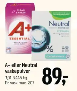 Føtex A+ eller Neutral vaskepulver, DKK 89 tilbud