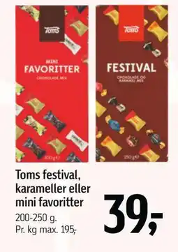 Føtex Toms festival, karameller eller mini favoritter, DKK 39 tilbud