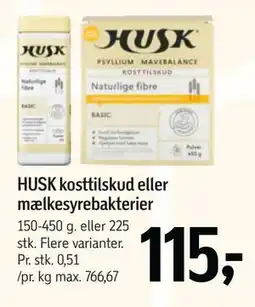 Føtex HUSK kosttilskud eller mælkesyrebakterier, DKK 115 tilbud